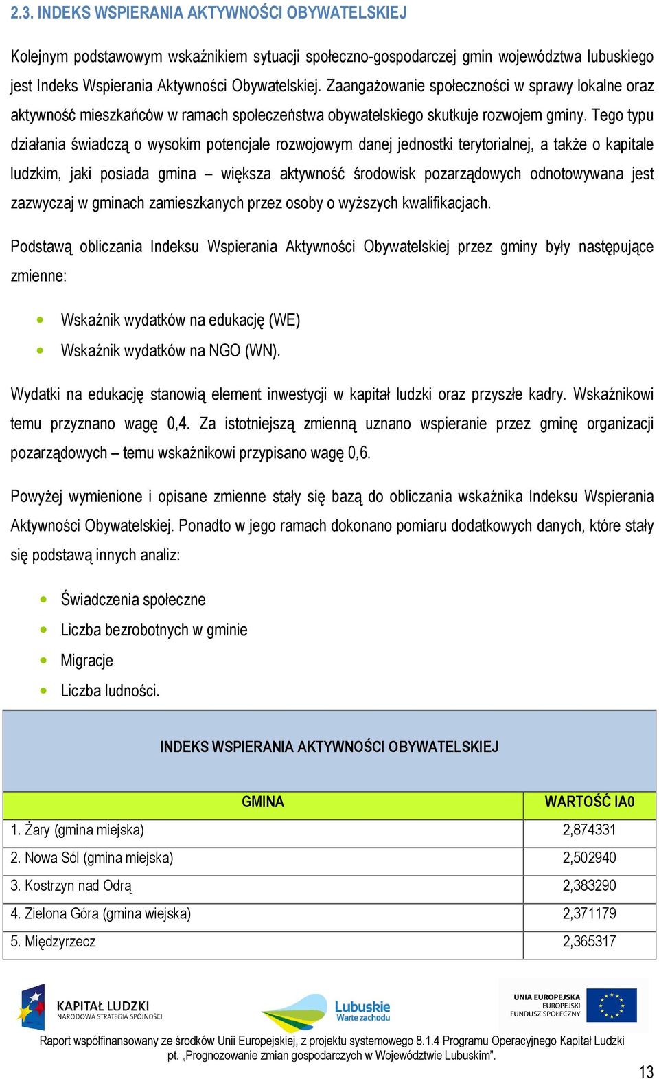 Tego typu działania świadczą o wysokim potencjale rozwojowym danej jednostki terytorialnej, a także o kapitale ludzkim, jaki posiada gmina większa aktywność środowisk pozarządowych odnotowywana jest