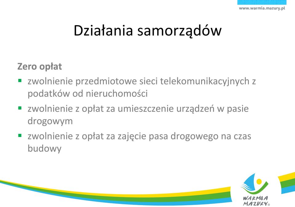 zwolnienie z opłat za umieszczenie urządzeń w pasie