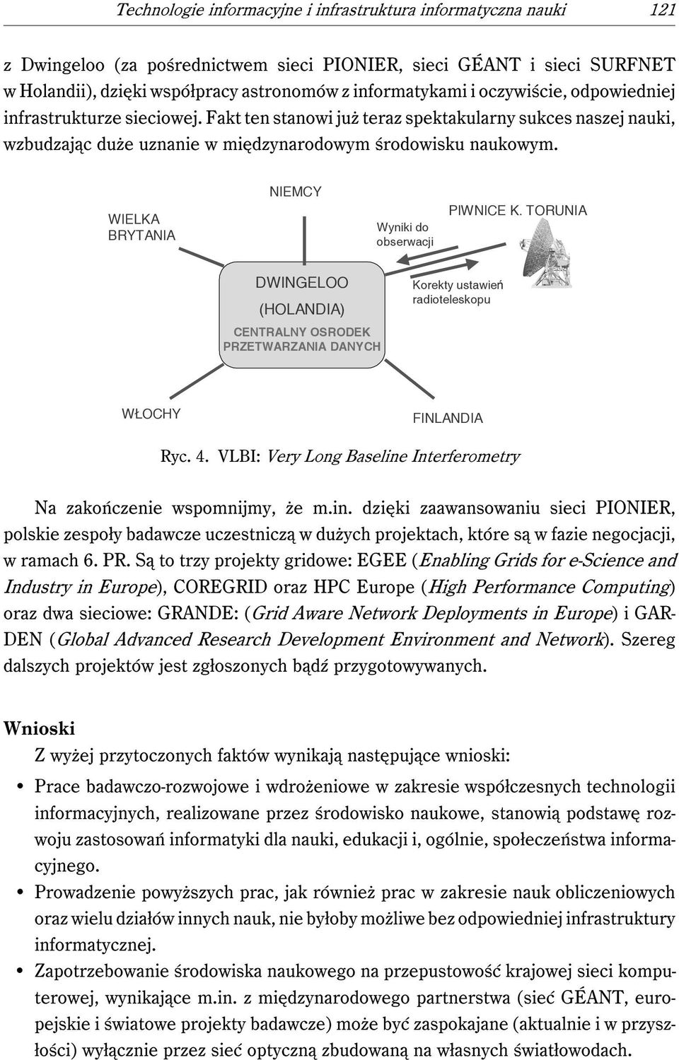 WIELKA BRYTANIA NIEMCY Wyniki do obserwacji PIWNICE K. TORUNIA DWINGELOO (HOLANDIA) CENTRALNY OSRODEK PRZETWARZANIA DANYCH Korekty ustawień radioteleskopu WŁOCHY FINLANDIA Ryc. 4.