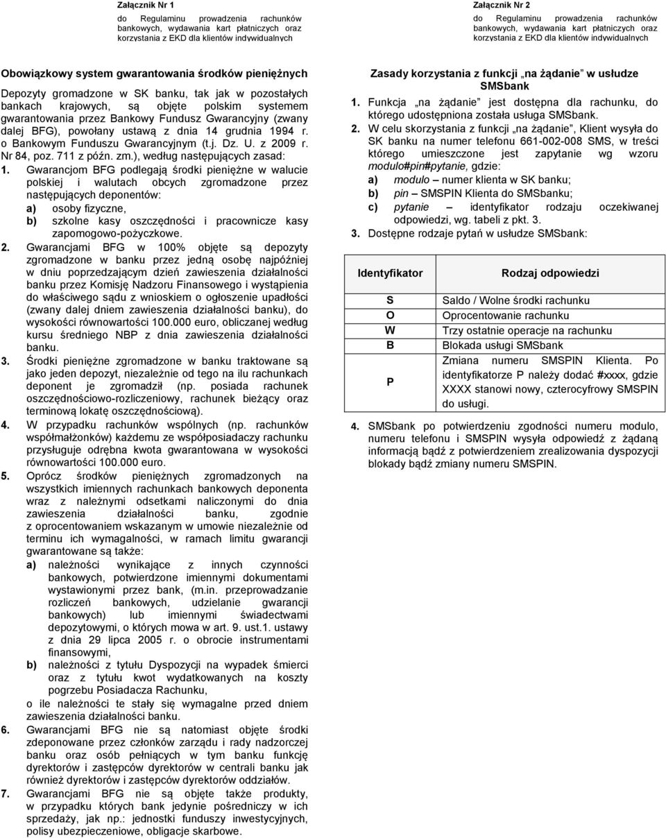 bankach krajowych, są objęte polskim systemem gwarantowania przez Bankowy Fundusz Gwarancyjny (zwany dalej BFG), powołany ustawą z dnia 14 grudnia 1994 r. o Bankowym Funduszu Gwarancyjnym (t.j. Dz. U.