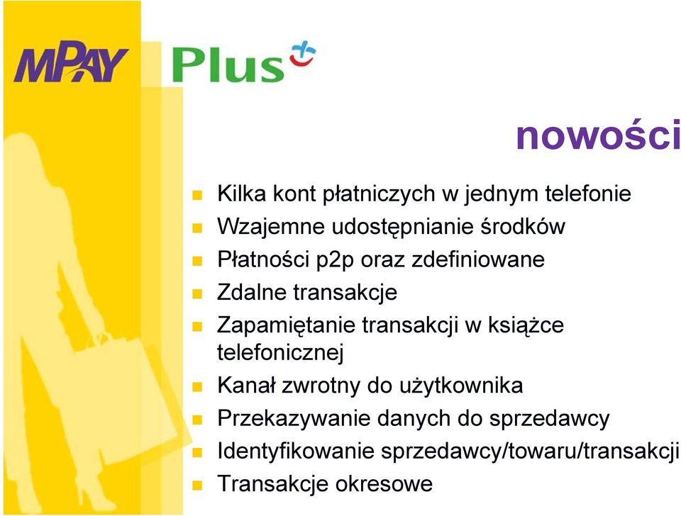 transakcji w ksiąŝce telefonicznej Kanał zwrotny do uŝytkownika