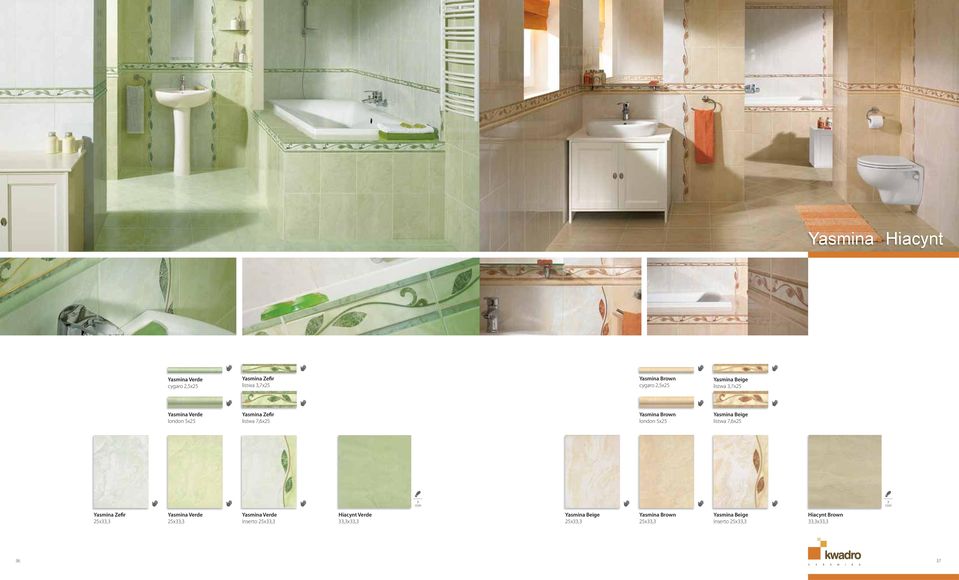 Yasmina Beige listwa 7,6x25 Yasmina Zefir Yasmina Verde Yasmina Verde inserto