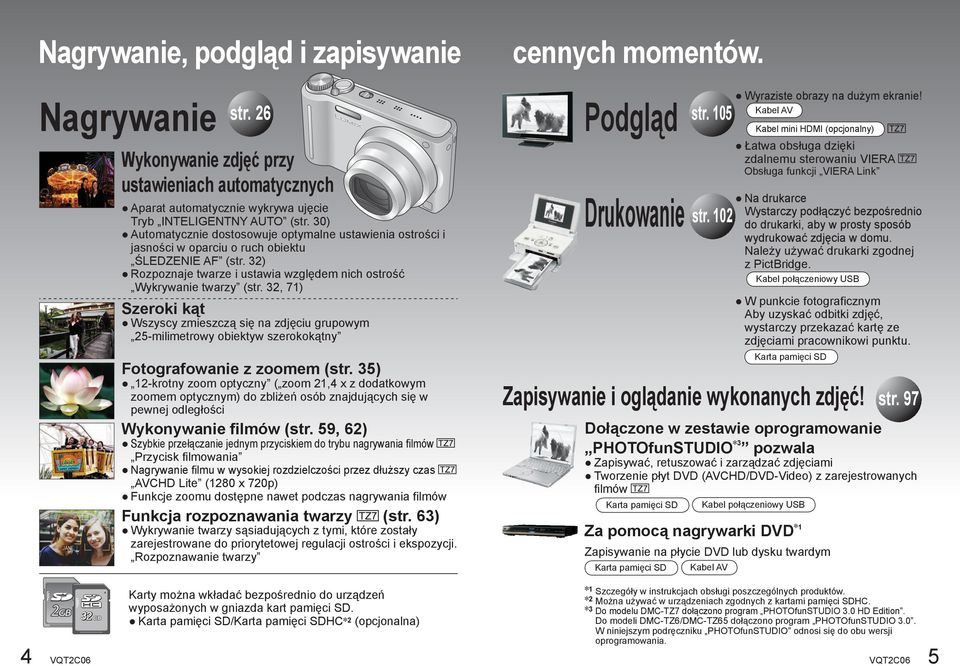 32, 71) Szeroki kąt Wszyscy zmieszczą się na zdjęciu grupowym 25-milimetrowy obiektyw szerokokątny Fotografowanie z zoomem (str.