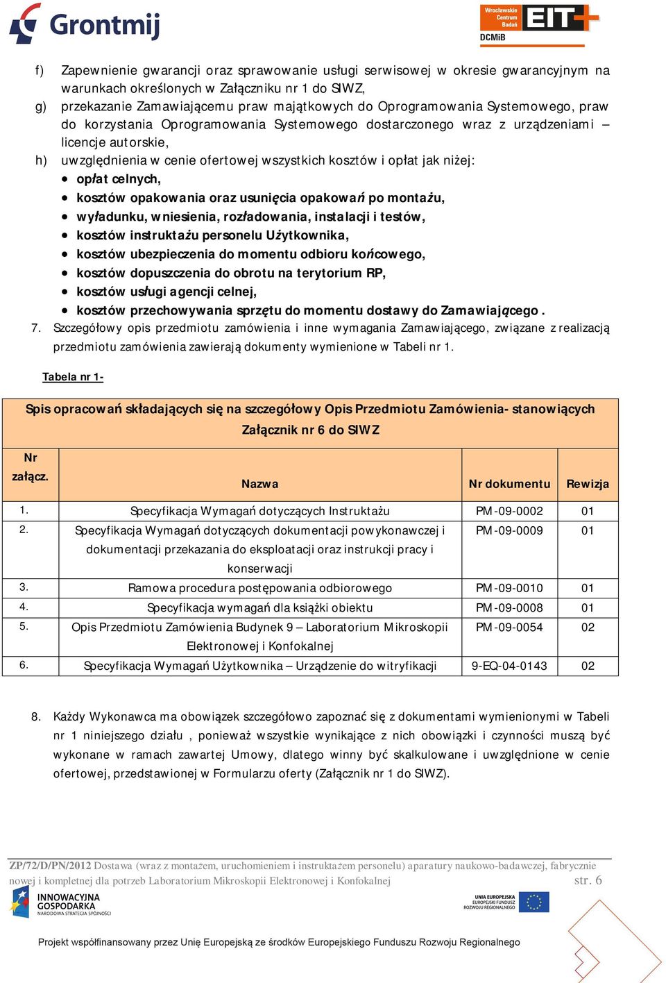 celnych, kosztów opakowania oraz usuni cia opakowa po monta u, wy adunku, wniesienia, roz adowania, instalacji i testów, kosztów instrukta u personelu U ytkownika, kosztów ubezpieczenia do momentu