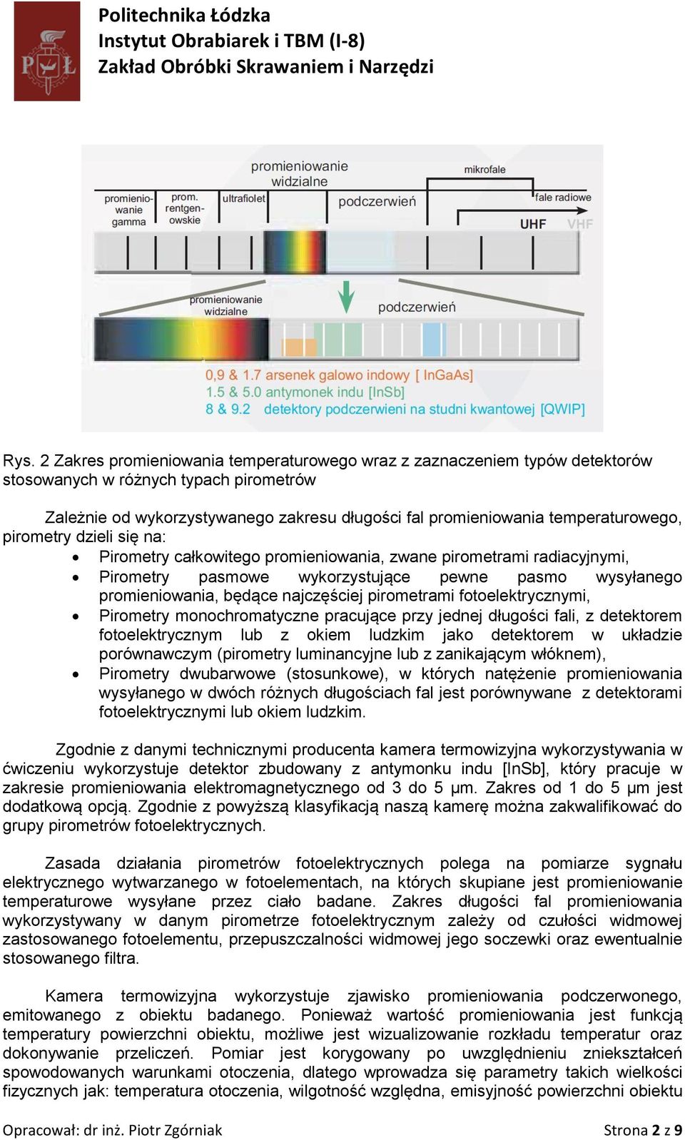 najczęściej pirometrami fotoelektrycznymi, Pirometry monochromatyczne pracujące przy jednej długości fali, z detektorem fotoelektrycznym lub z okiem ludzkim jako detektorem w układzie porównawczym