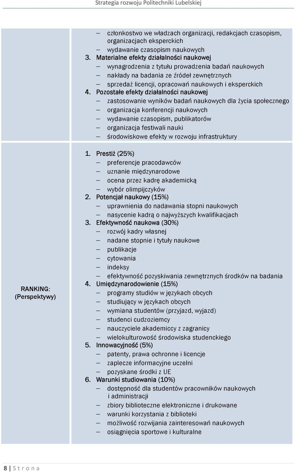 Pozostałe efekty działalności naukowej zastosowanie wyników badań naukowych dla życia społecznego organizacja konferencji naukowych wydawanie czasopism, publikatorów organizacja festiwali nauki