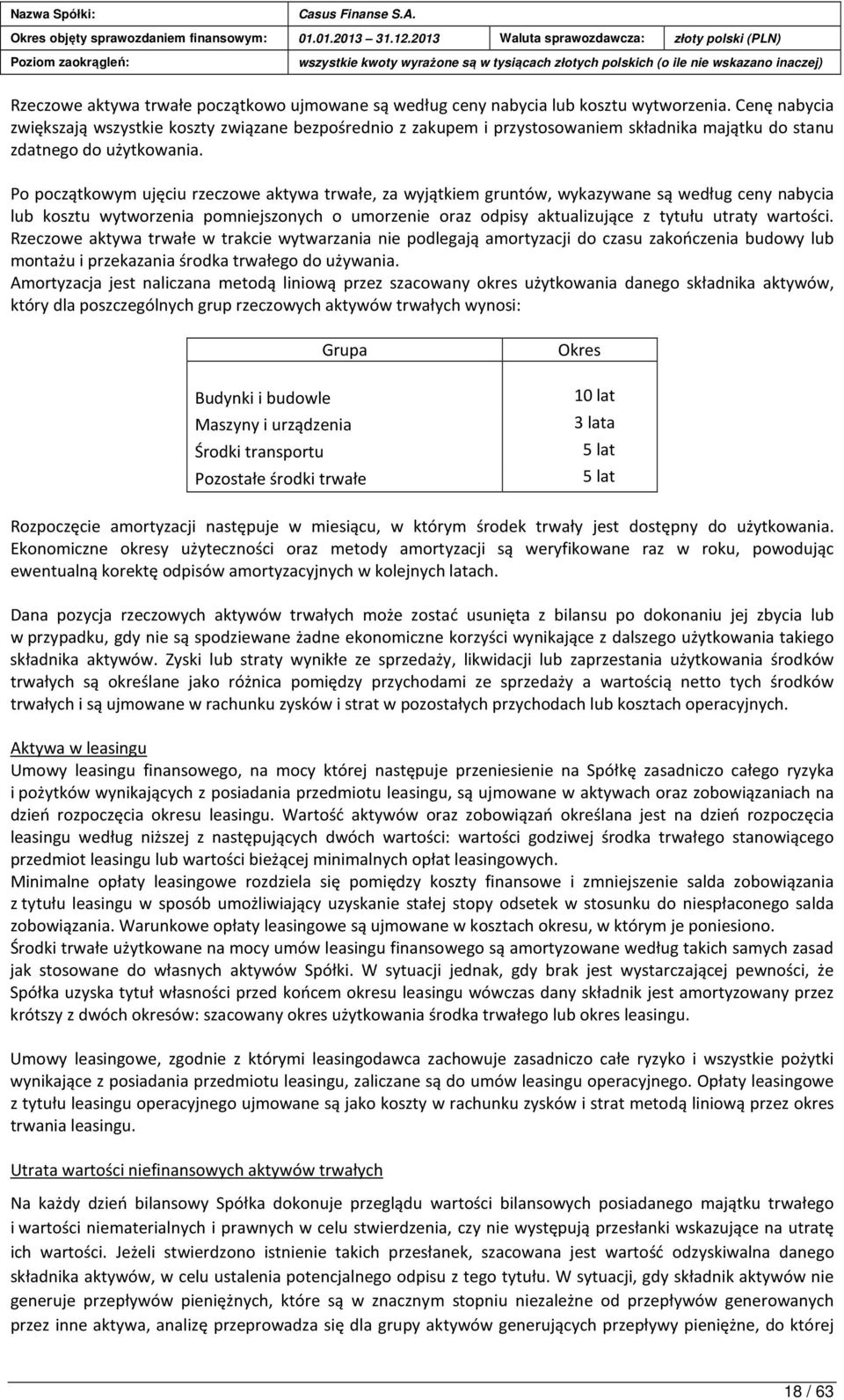 Po początkowym ujęciu rzeczowe aktywa trwałe, za wyjątkiem gruntów, wykazywane są według ceny nabycia lub kosztu wytworzenia pomniejszonych o umorzenie oraz odpisy aktualizujące z tytułu utraty