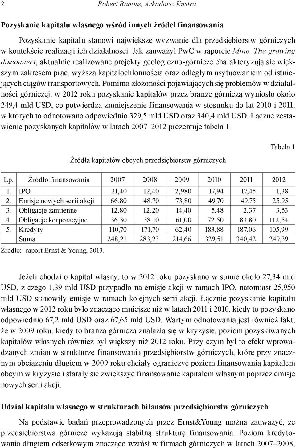 The growing disconnect, aktualnie realizowane projekty geologiczno-górnicze charakteryzują się większym zakresem prac, wyższą kapitałochłonnością oraz odległym usytuowaniem od istniejących ciągów