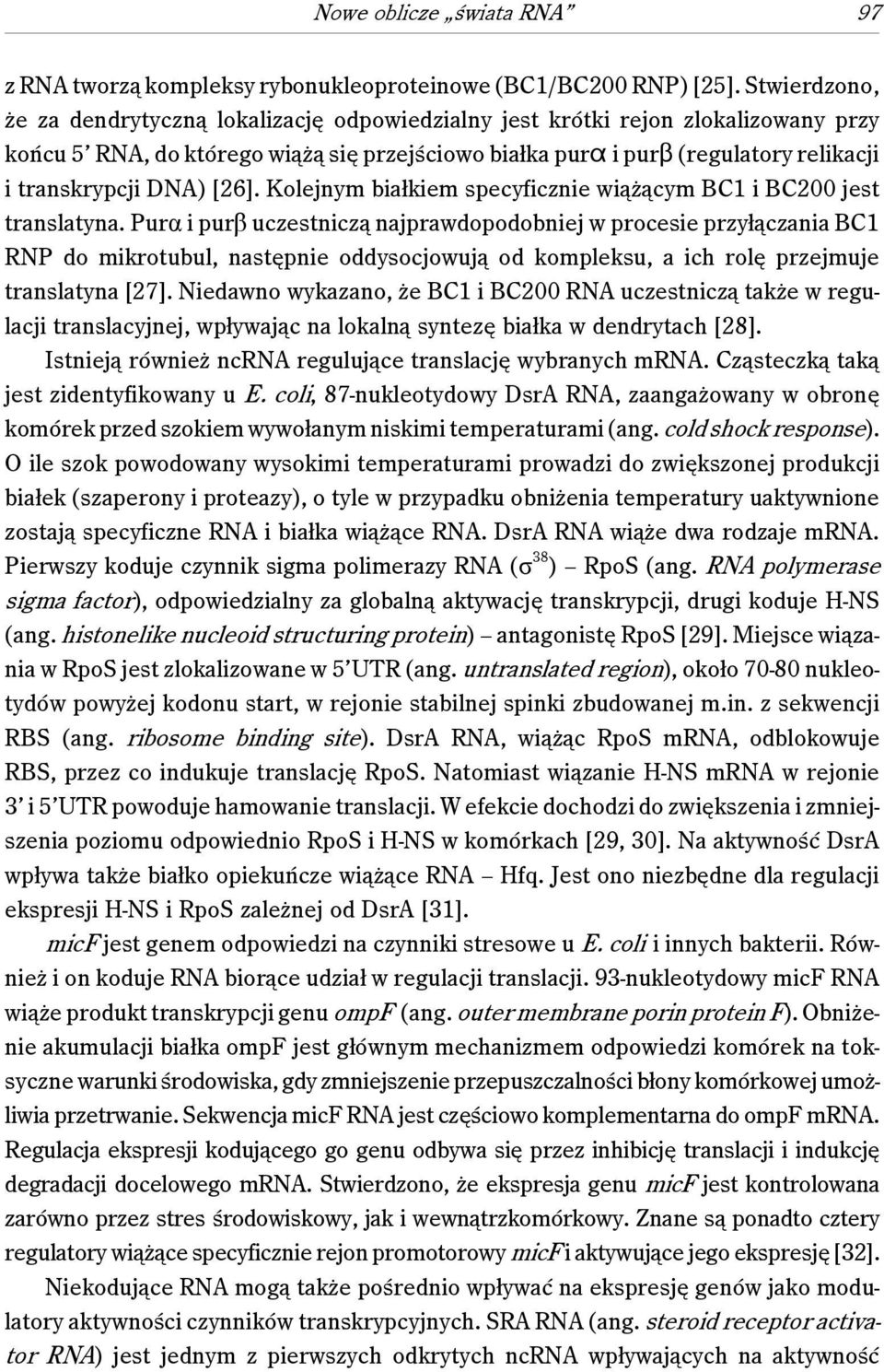 DNA) [26]. Kolejnym białkiem specyficznie wiążącym BC1 i BC200 jest translatyna.