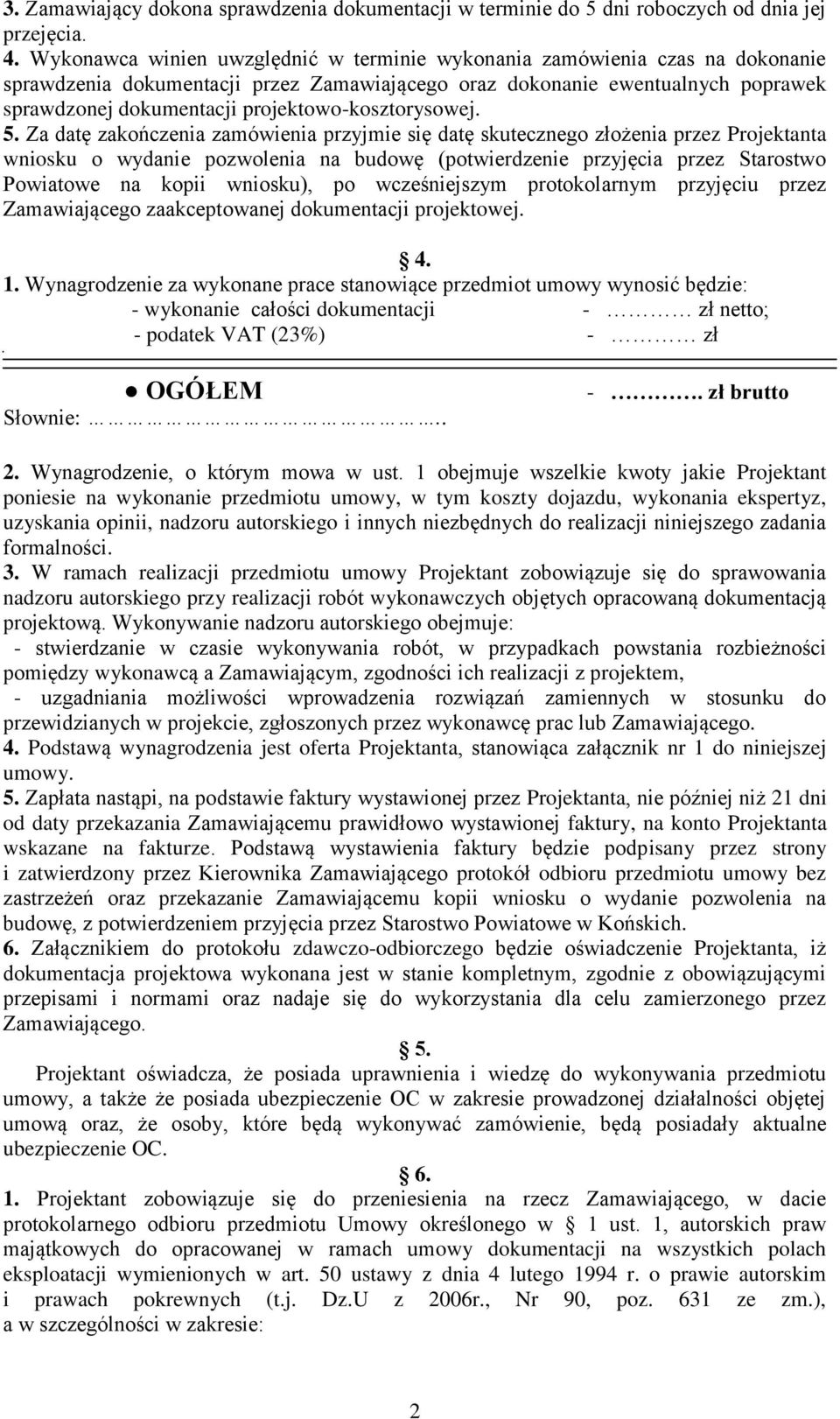 projektowo-kosztorysowej. 5.