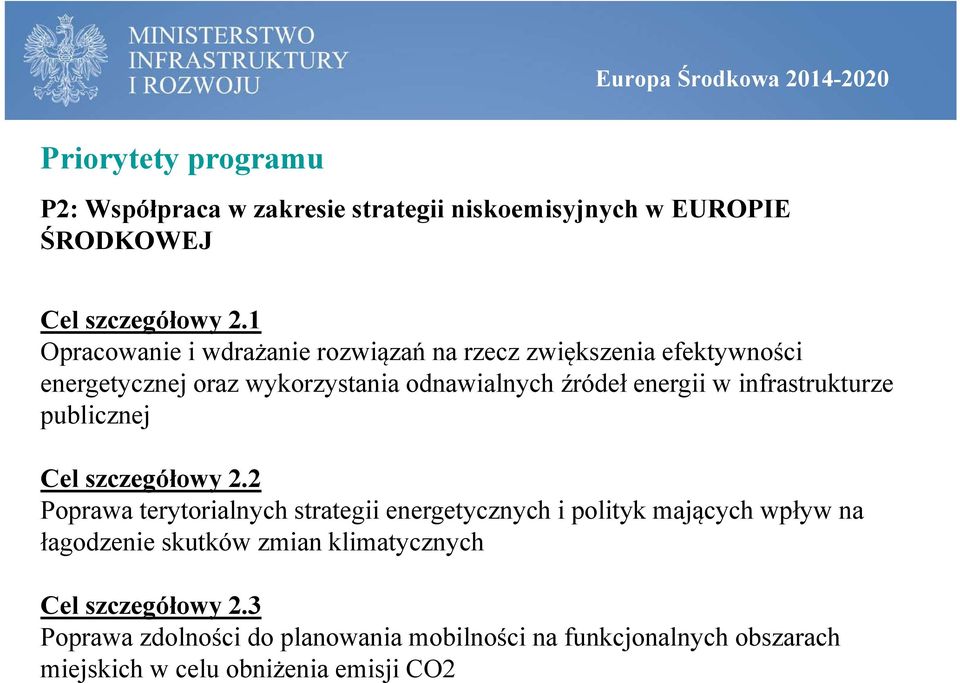 infrastrukturze publicznej Cel szczegółowy 2.