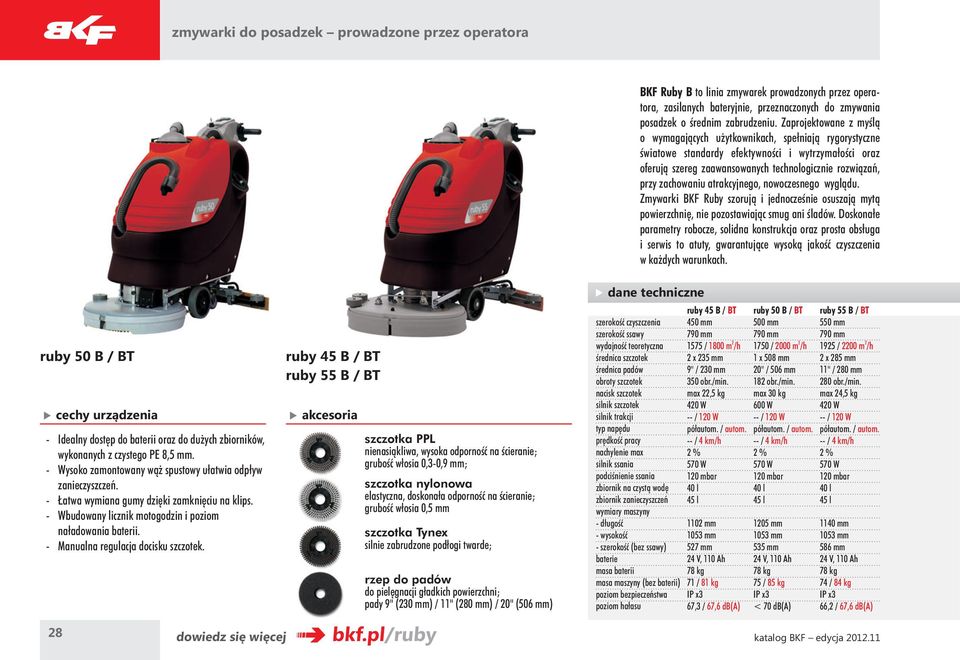 zachowaniu atrakcyjnego, nowoczesnego wyglądu. Zmywarki BKF Ruby szorują i jednocześnie osuszają mytą powierzchnię, nie pozostawiając smug ani śladów.