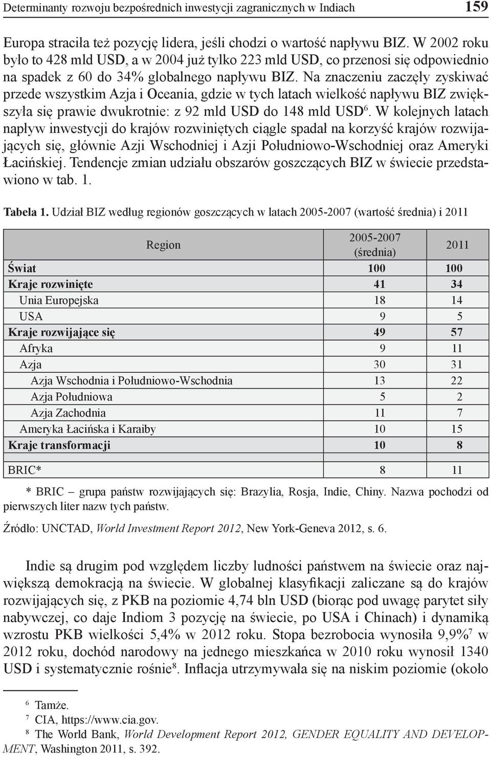 Na znaczeniu zaczęły zyskiwać przede wszystkim Azja i Oceania, gdzie w tych latach wielkość napływu BIZ zwiększyła się prawie dwukrotnie: z 92 mld USD do 148 mld USD 6.