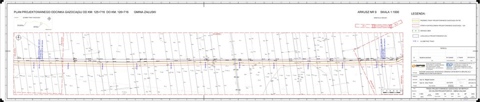 1 STREFA KONTROWANA PROJEKTOWANEGO GAZOCIĄGU - 12m REMELSZCZYZNA ARKUSZ NR 9 ARKUSZ NR 9 LINIA PODZIAŁU KM: 125+716 --N---/8 ARKUSZ NR 8 LINIA