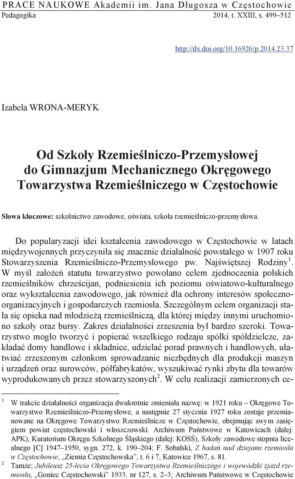 rzemieślniczo-przemysłowa.