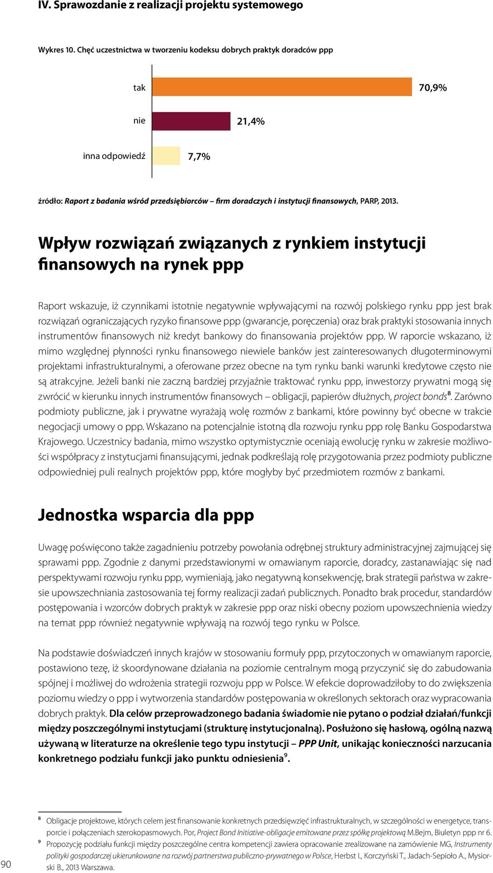 czynnikami istotnie negatywnie wpływającymi na rozwój polskiego rynku ppp jest brak rozwiązań ograniczających ryzyko finansowe ppp (gwarancje, poręczenia) oraz brak praktyki stosowania innych