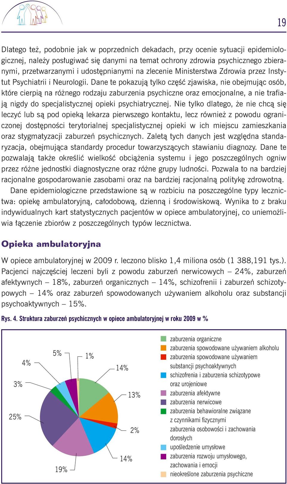 Dane te pokazujà tylko cz Êç zjawiska, nie obejmujàc osób, które cierpià na ró nego rodzaju zaburzenia psychiczne oraz emocjonalne, a nie trafiajà nigdy do specjalistycznej opieki psychiatrycznej.