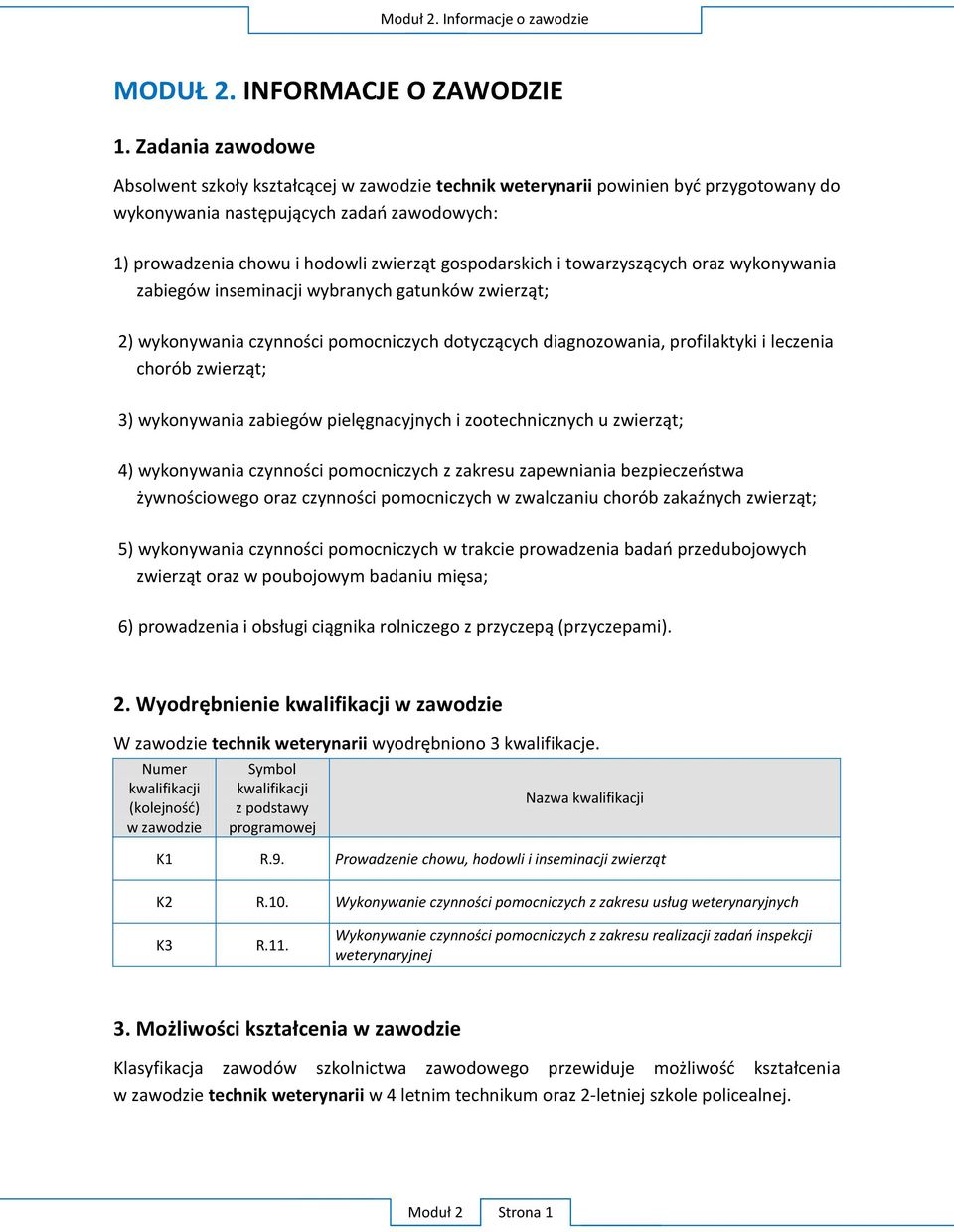 gospodarskich i towarzyszących oraz wykonywania zabiegów inseminacji wybranych gatunków zwierząt; 2) wykonywania czynności pomocniczych dotyczących diagnozowania, profilaktyki i leczenia chorób