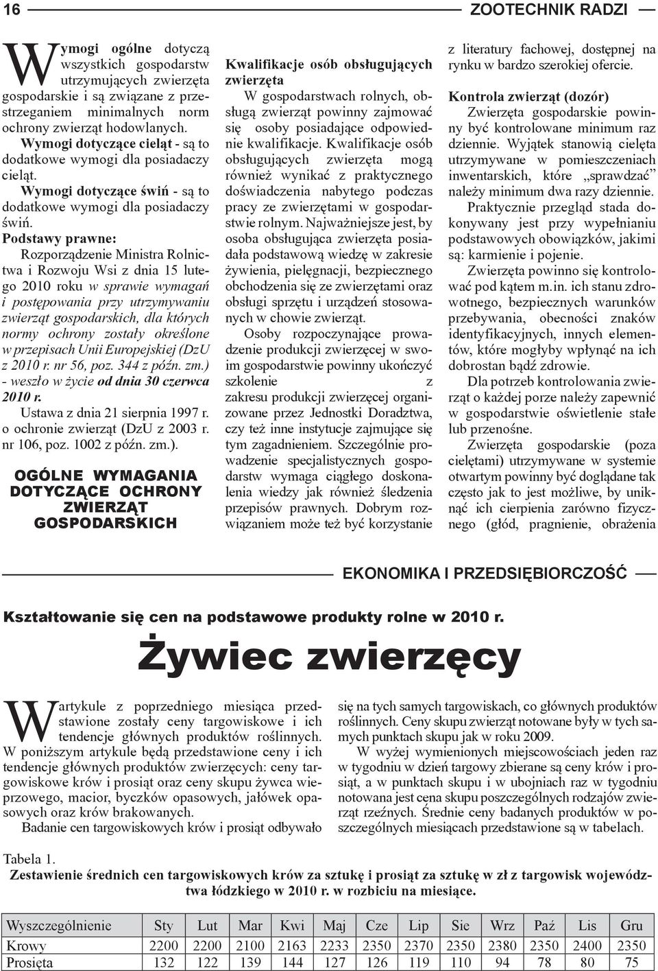 Podstawy prawne: Rozporządzenie Ministra Rolnictwa i Rozwoju Wsi z dnia 15 lutego 2010 roku w sprawie wymagań i postępowania przy utrzymywaniu zwierząt gospodarskich, dla których normy ochrony