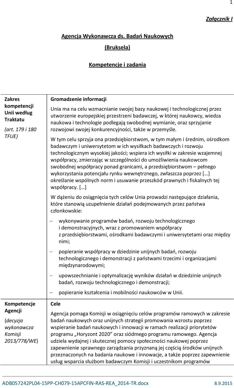 przestrzeni badawczej, w której naukowcy, wiedza naukowa i technologie podlegają swobodnej wymianie, oraz sprzyjanie rozwojowi swojej konkurencyjności, także w przemyśle.