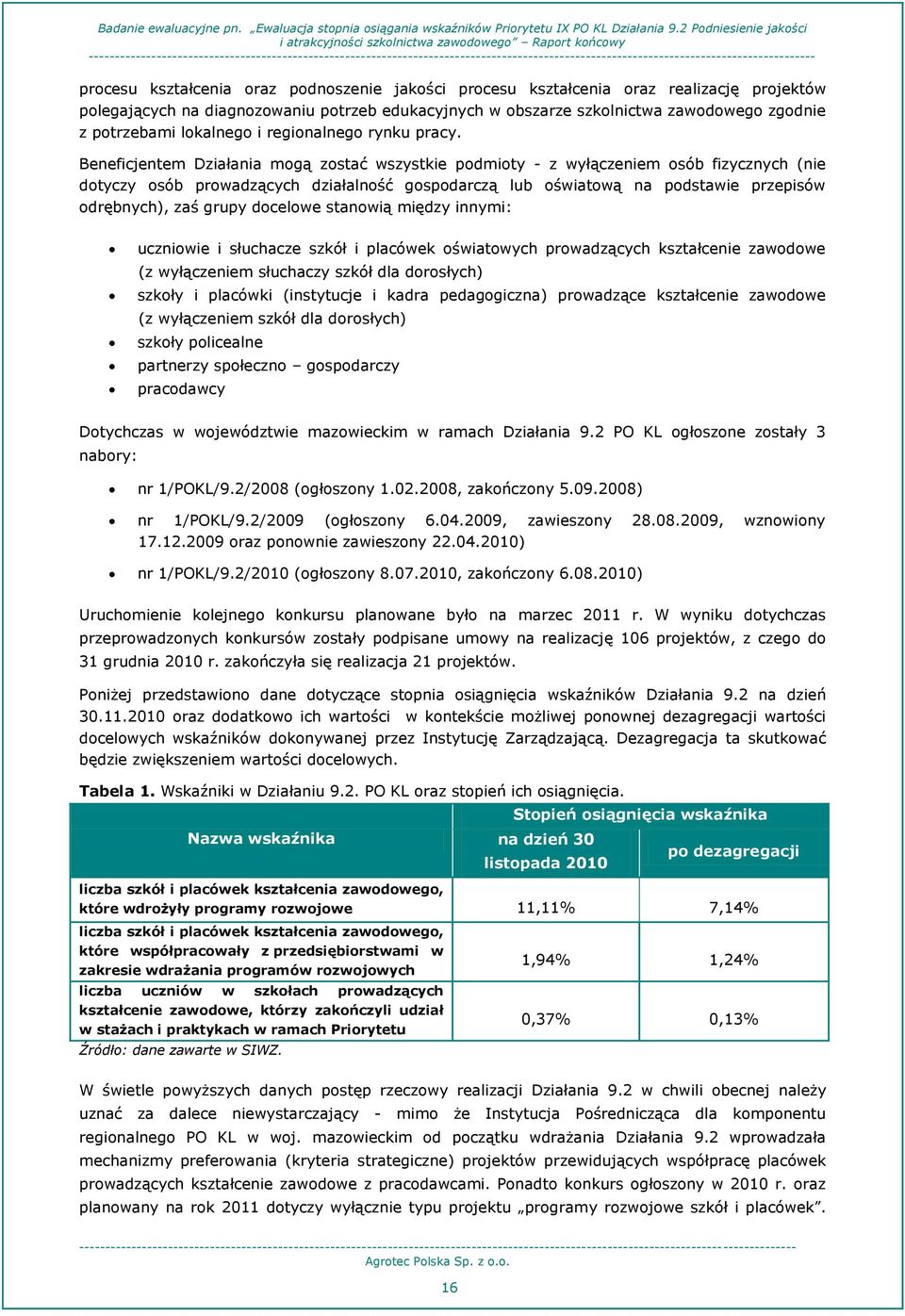 Beneficjentem Działania mogą zostać wszystkie podmioty - z wyłączeniem osób fizycznych (nie dotyczy osób prowadzących działalność gospodarczą lub oświatową na podstawie przepisów odrębnych), zaś