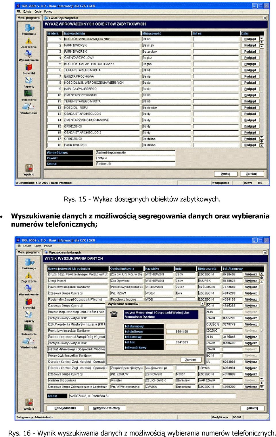 oraz wybierania numerów telefonicznych; Rys.