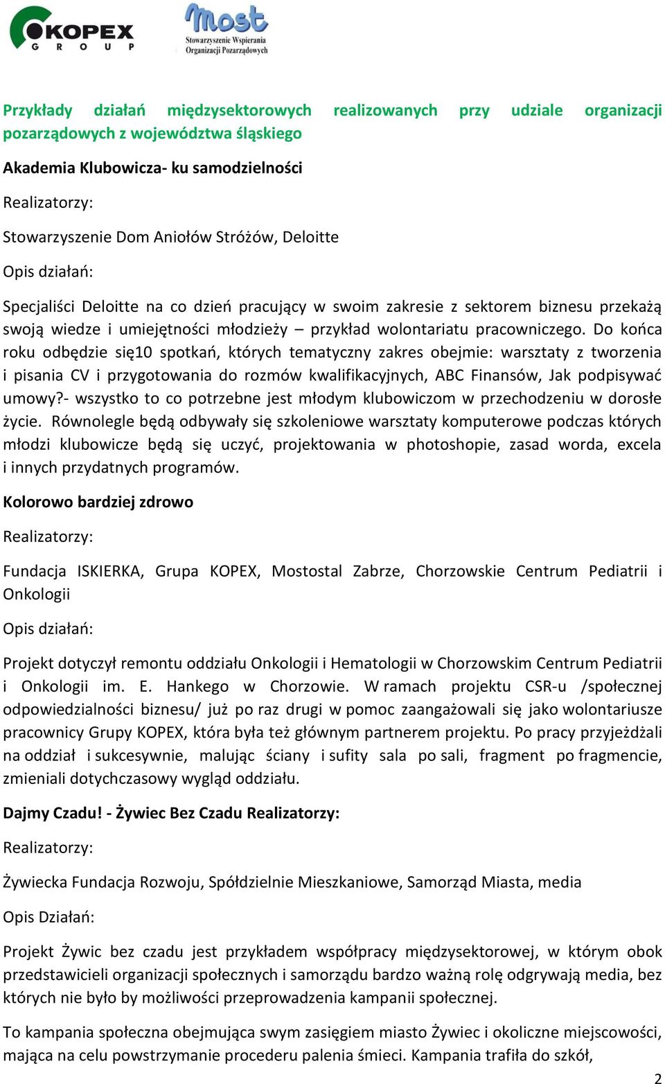Do końca roku odbędzie się10 spotkań, których tematyczny zakres obejmie: warsztaty z tworzenia i pisania CV i przygotowania do rozmów kwalifikacyjnych, ABC Finansów, Jak podpisywać umowy?