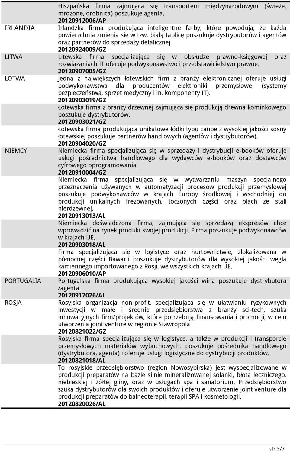 białą tablicę poszukuje dystrybutorów i agentów oraz partnerów do sprzedaży detalicznej 20120924009/GZ LITWA Litewska firma specjalizująca się w obsłudze prawno-księgowej oraz rozwiązaniach IT