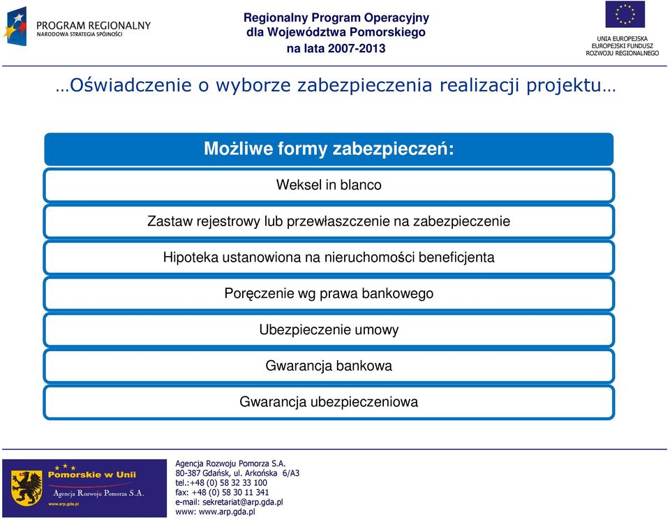 zabezpieczenie Hipoteka ustanowiona na nieruchomości beneficjenta