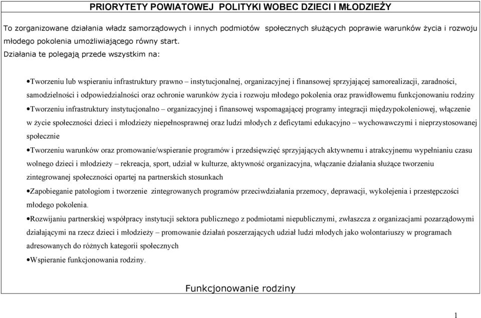 Działania te polegają przede wszystkim na: Tworzeniu lub wspieraniu infrastruktury prawno instytucjonalnej, organizacyjnej i finansowej sprzyjającej samorealizacji, zaradności, samodzielności i