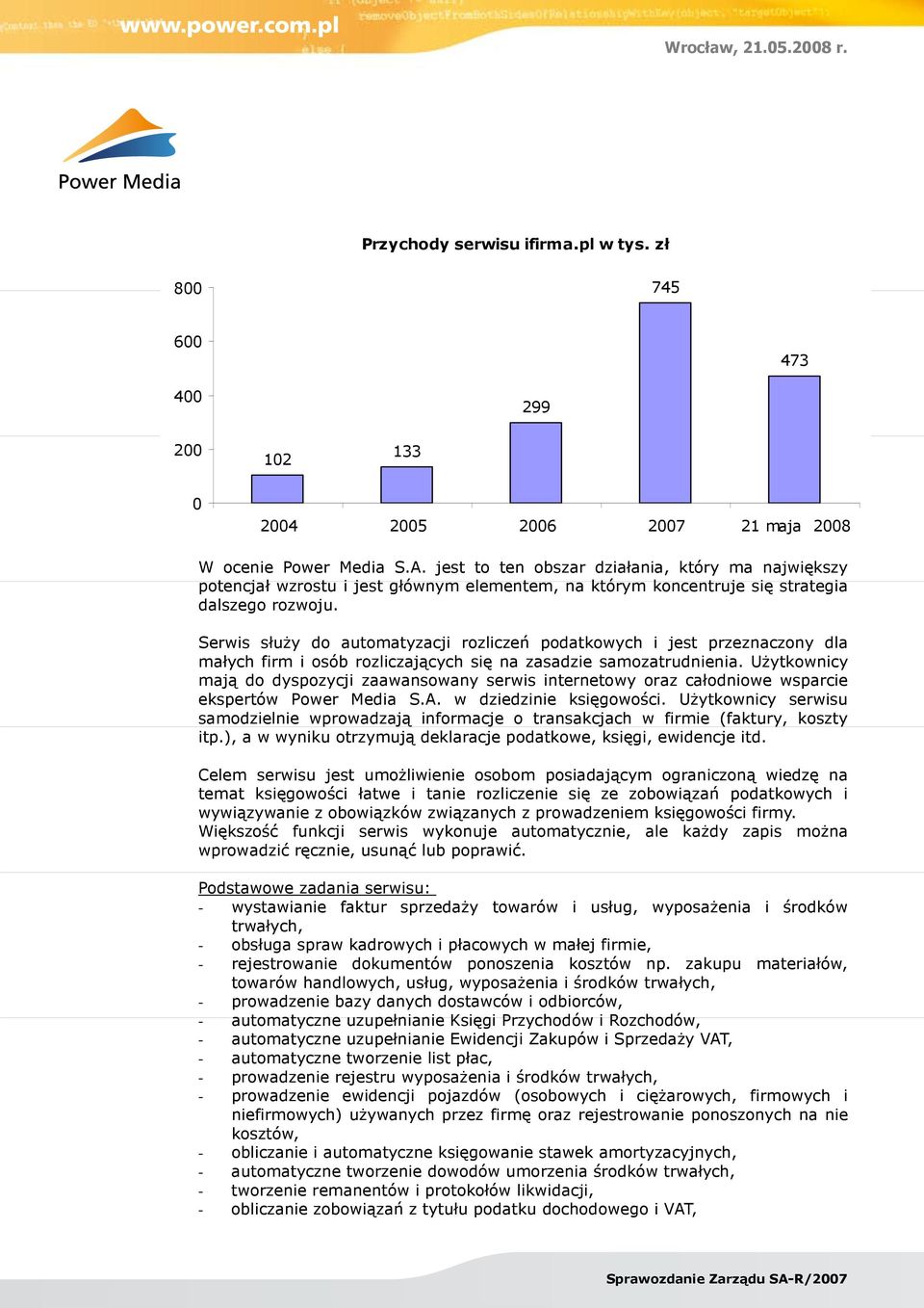 Serwis służy do automatyzacji rozliczeń podatkowych i jest przeznaczony dla małych firm i osób rozliczających się na zasadzie samozatrudnienia.