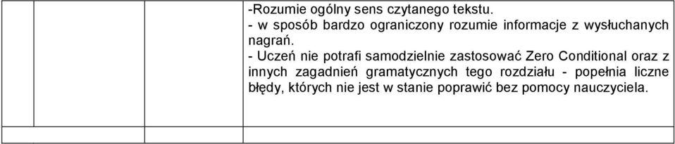 - Uczeń nie potrafi samodzielnie zastosować Zero Conditional oraz z innych