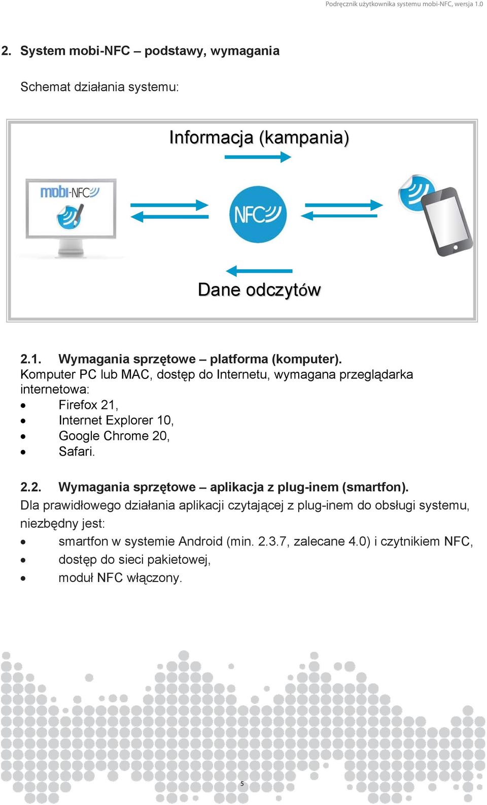 Komputer PC lub MAC, dostęp do Internetu, wymagana przeglądarka internetowa: Firefox 21, Internet Explorer 10, Google Chrome 20, Safari. 2.2. Wymagania sprzętowe aplikacja z plug-inem (smartfon).