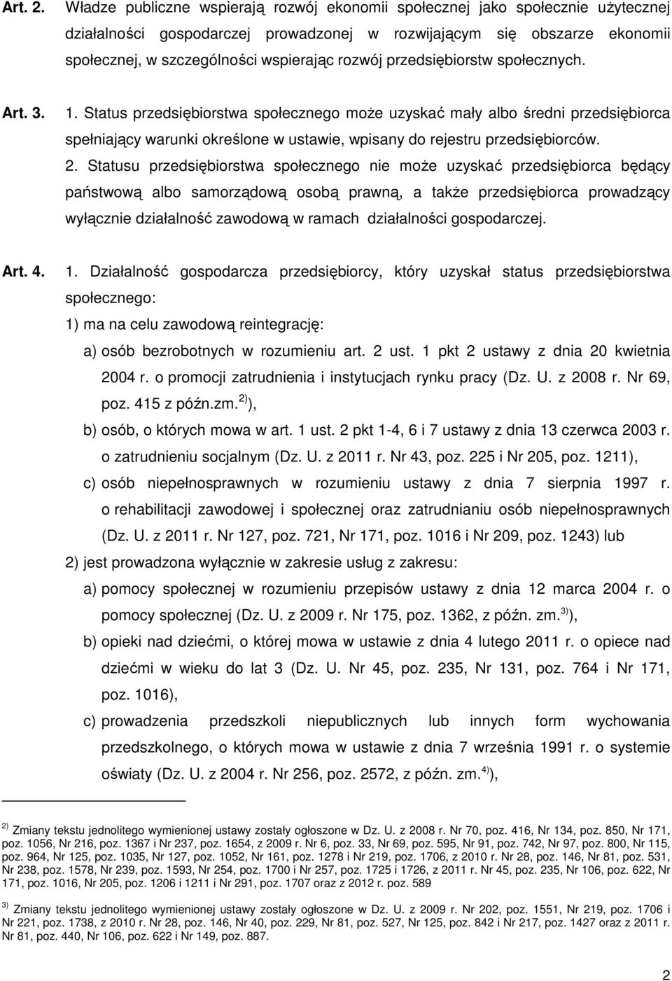 rozwój przedsiębiorstw społecznych. Art. 3. 1.