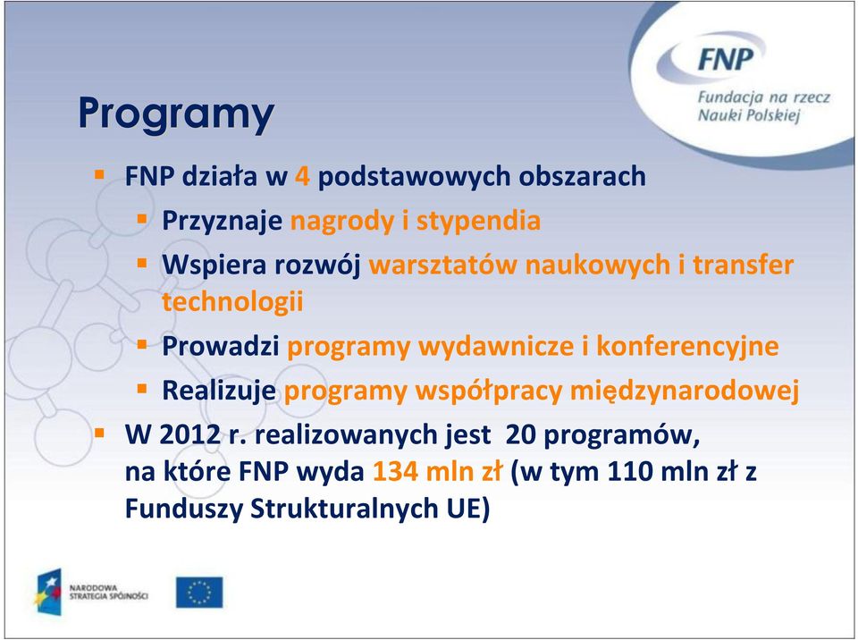 konferencyjne Realizuje programy współpracy międzynarodowej W 2012 r.