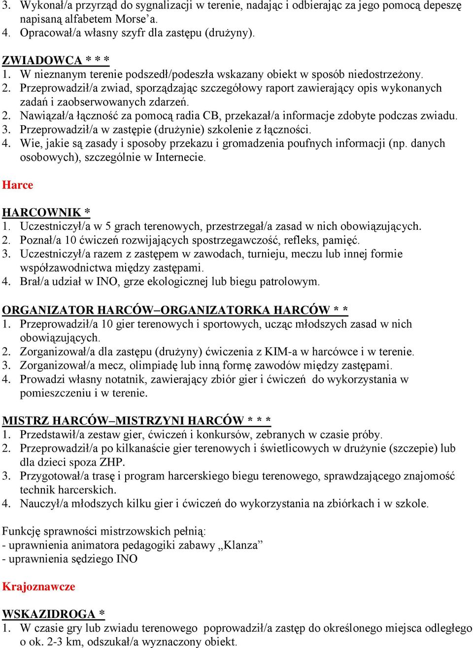 3. Przeprowadził/a w zastępie (drużynie) szkolenie z łączności. 4. Wie, jakie są zasady i sposoby przekazu i gromadzenia poufnych informacji (np. danych osobowych), szczególnie w Internecie.