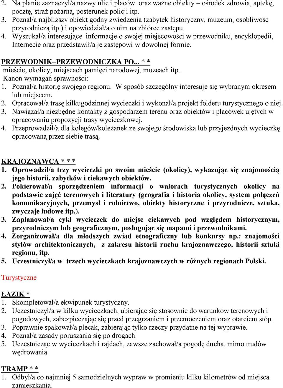 Wyszukał/a interesujące informacje o swojej miejscowości w przewodniku, encyklopedii, Internecie oraz przedstawił/a je zastępowi w dowolnej formie. PRZEWODNIK PRZEWODNICZKA PO.