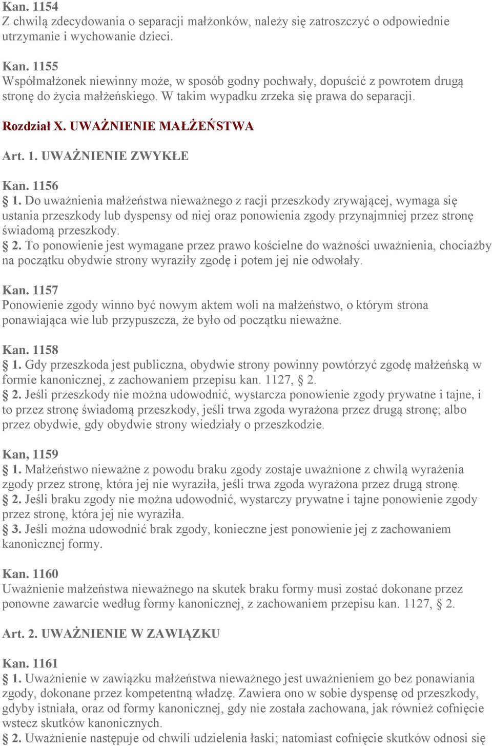 1. UWAŻNIENIE ZWYKŁE Kan. 1156 1.