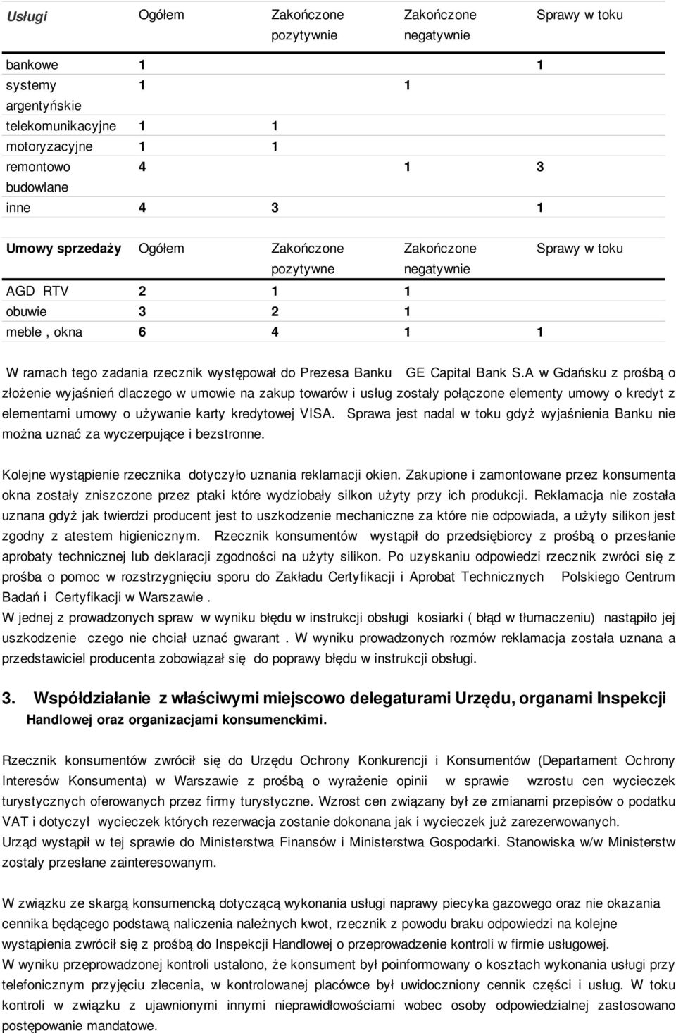 A w Gdańsku z prośbą o złożenie wyjaśnień dlaczego w umowie na zakup towarów i usług zostały połączone elementy umowy o kredyt z elementami umowy o używanie karty kredytowej VISA.