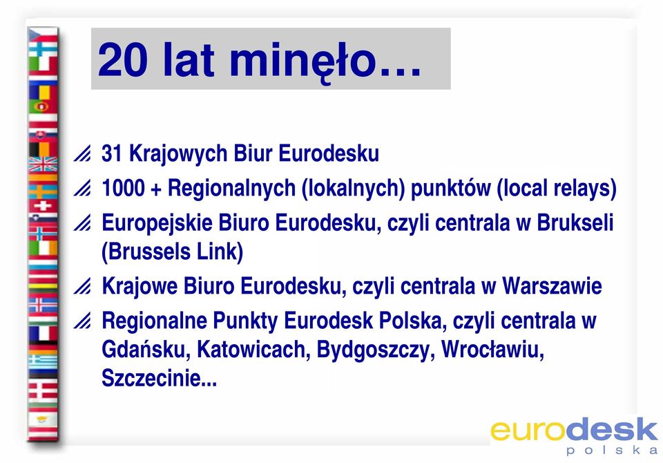 Krajowe Biuro Eurodesku, czyli centrala w Warszawie p Regionalne Punkty Eurodesk Polska,
