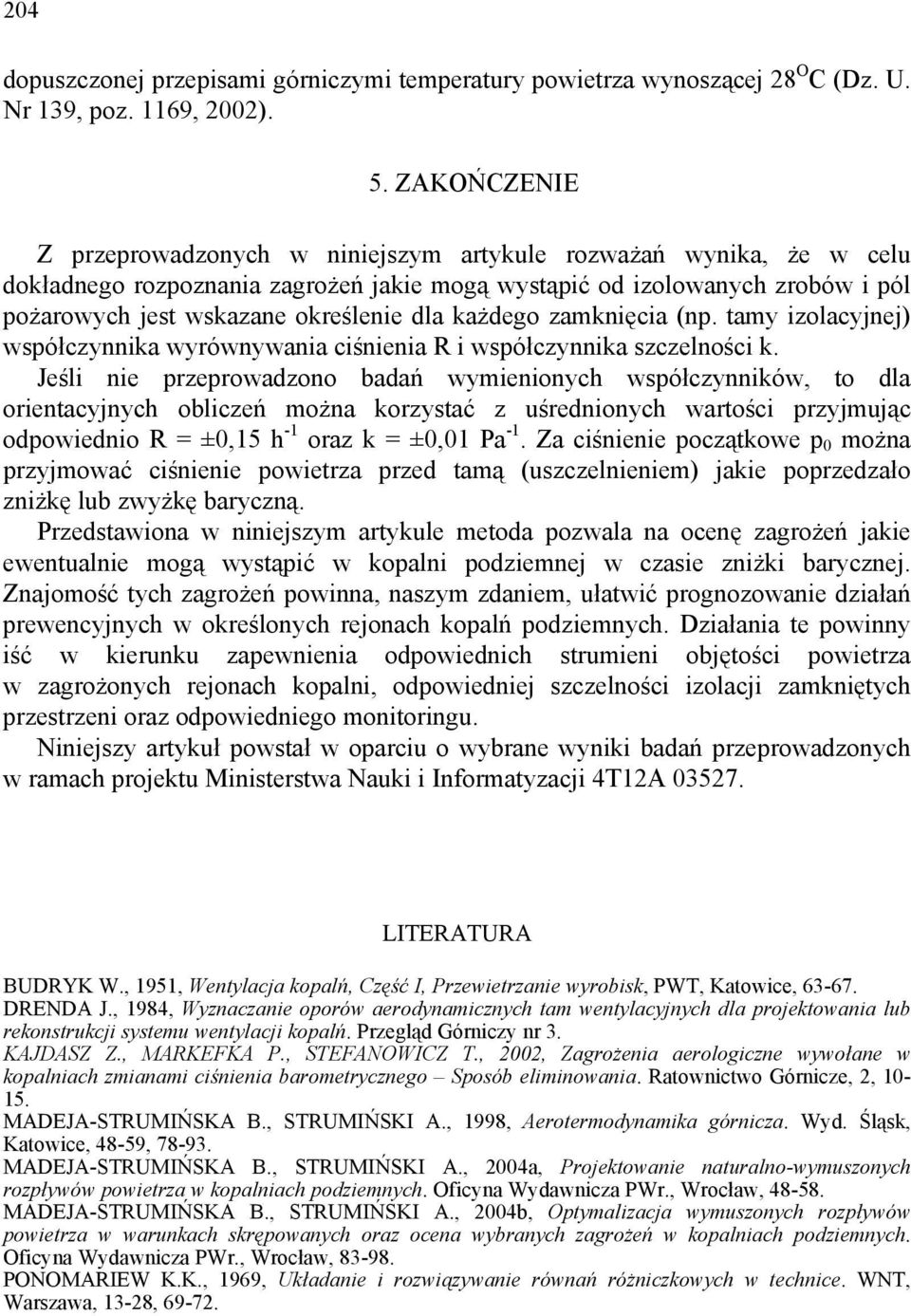 zamknęca (np. amy zolacyjnej) współczynnka wyrównywana cśnena R współczynnka szczelnośc k.