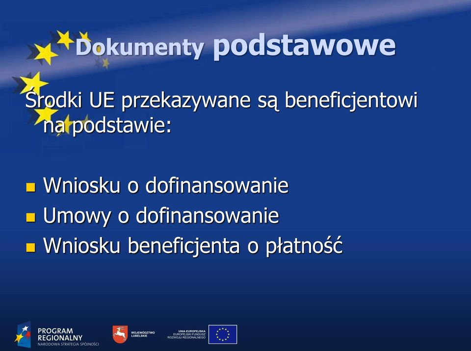 podstawie: Wniosku o dofinansowanie