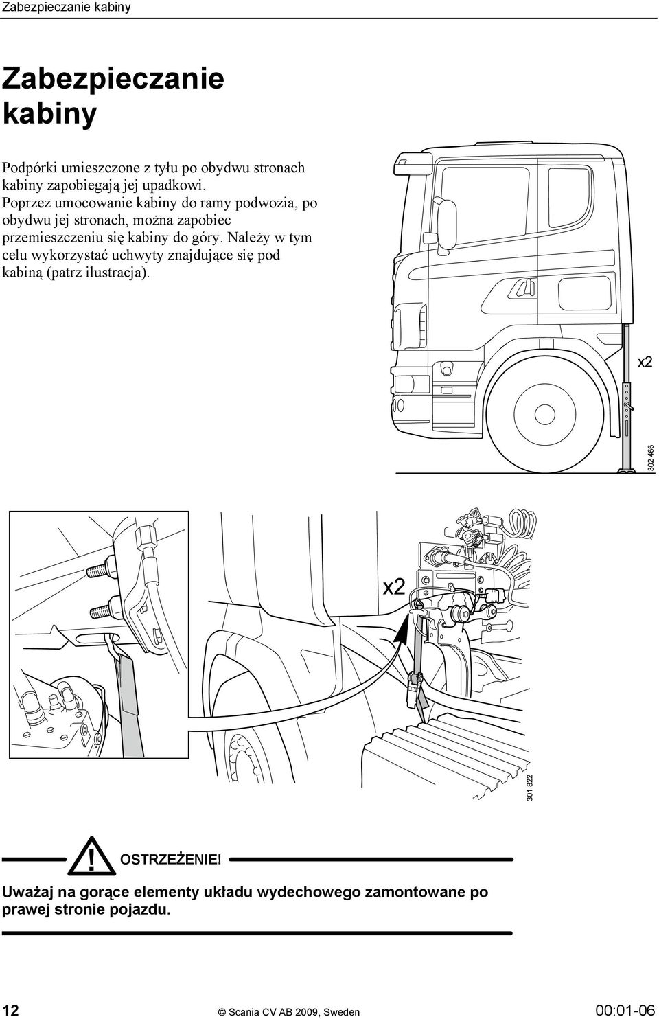 Poprzez umocowanie kabiny do ramy podwozia, po obydwu jej stronach, można zapobiec przemieszczeniu się kabiny do