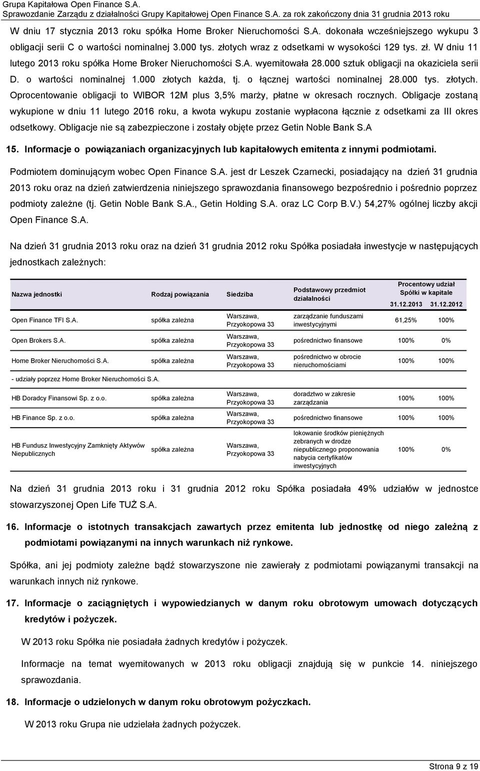 000 złotych każda, tj. o łącznej wartości nominalnej 28.000 tys. złotych. Oprocentowanie obligacji to WIBOR 12M plus 3,5% marży, płatne w okresach rocznych.