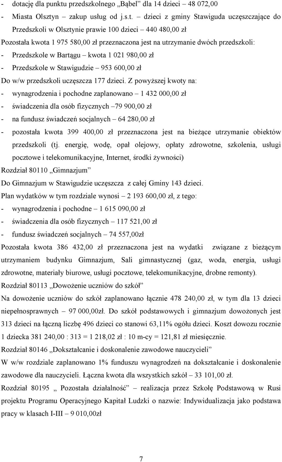 przedszkolnego Bąbel dla 14 dzieci 48 072,00 - Miasta