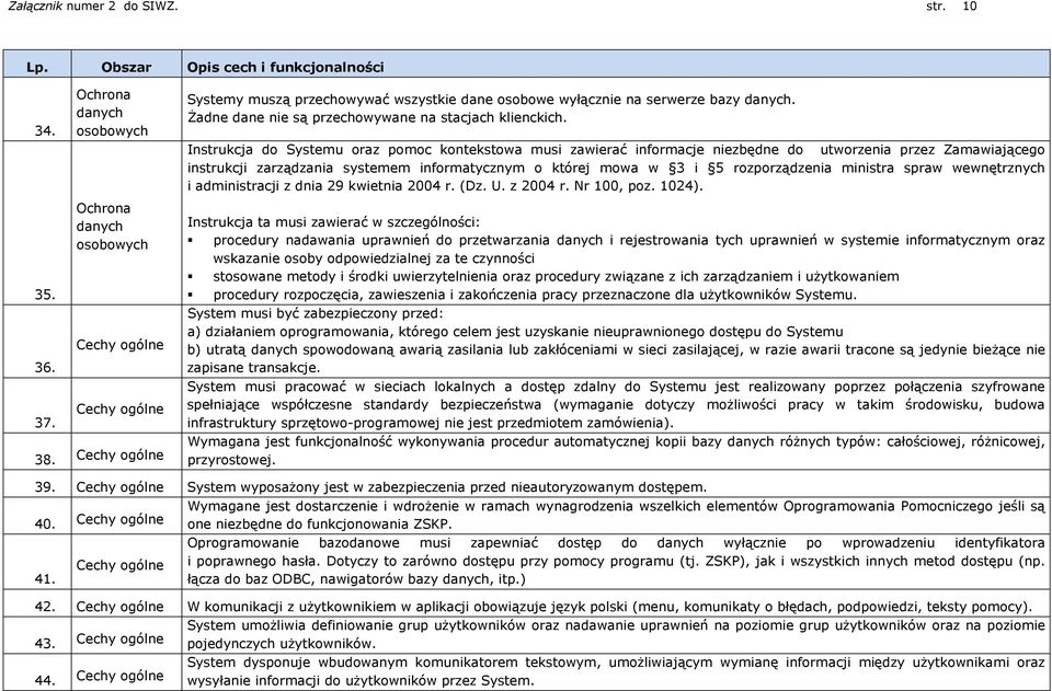 Instrukcja do Systemu oraz pomoc kontekstowa musi zawierać informacje niezbędne do utworzenia przez Zamawiającego instrukcji zarządzania systemem informatycznym o której mowa w 3 i 5 rozporządzenia