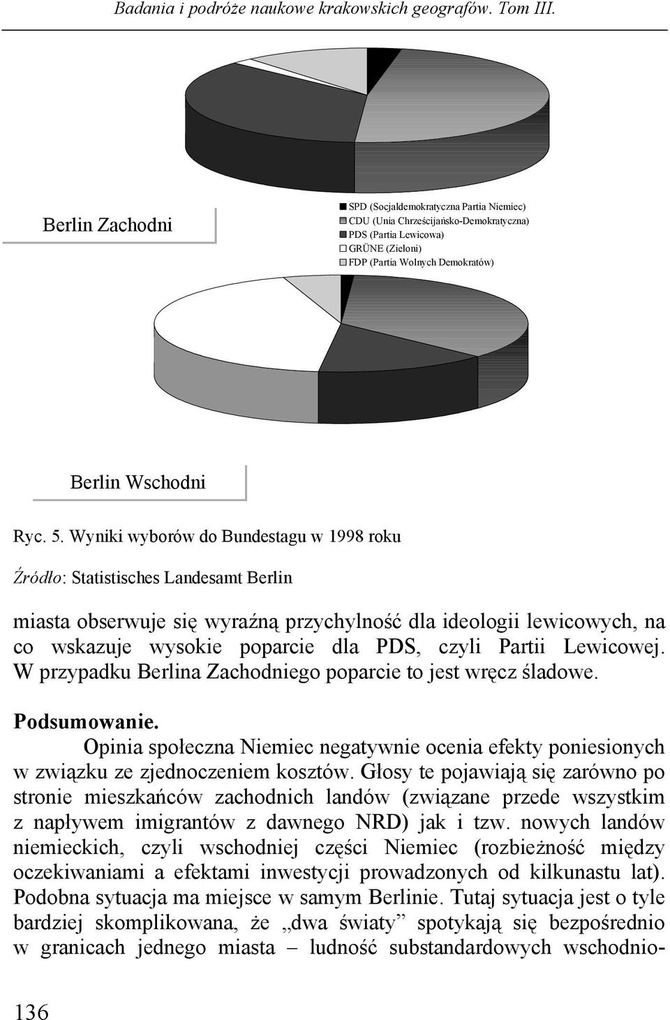 Partii Lewicowej. W przypadku Berlina Zachodniego poparcie to jest wręcz śladowe. Podsumowanie. Opinia społeczna Niemiec negatywnie ocenia efekty poniesionych w związku ze zjednoczeniem kosztów.