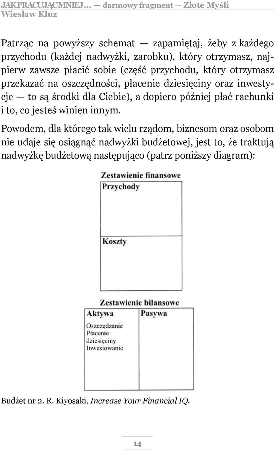 później płać rachunki i to, co jesteś winien innym.