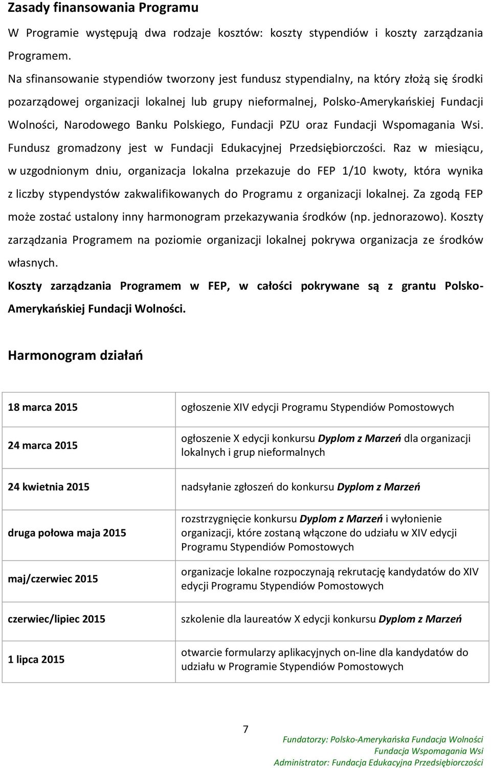 Banku Polskiego, Fundacji PZU oraz Fundacji Wspomagania Wsi. Fundusz gromadzony jest w Fundacji Edukacyjnej Przedsiębiorczości.