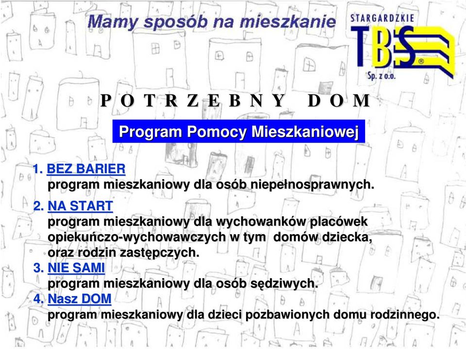 NA START program mieszkaniowy dla wychowanków w placówek opiekuńczo czo-wychowawczych w tym domów w